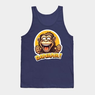 Crazy Monkey Shouting Banana! Tank Top